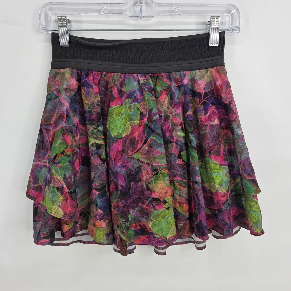 Lululemon Court Rival Skirt 4 Floral Pink Purple Art-Inspired Tenniscore LW8ACST